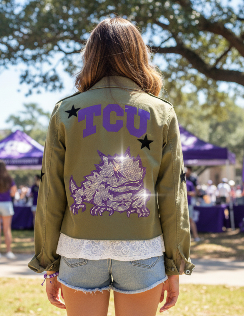 TCU Horned Frog Army Green Shacket