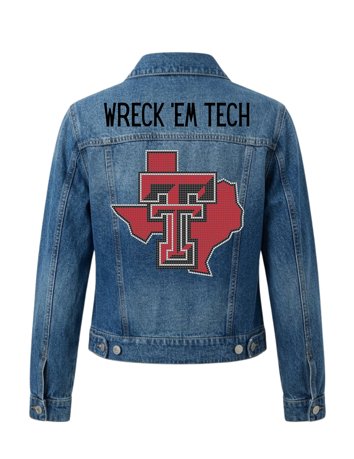 Texas Tech Double T State Map Wreck 'Em Tech Blue Denim Jacket