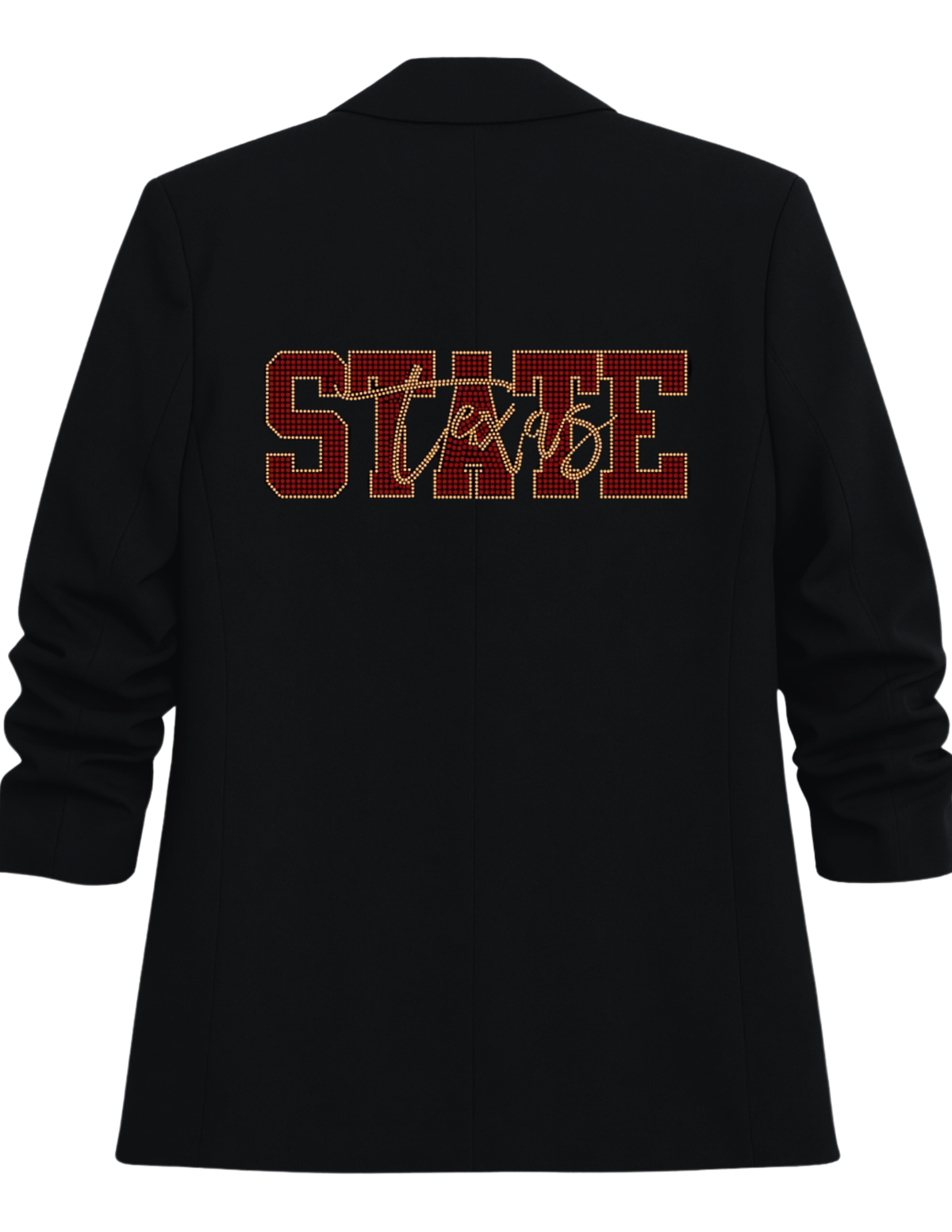 Texas State Script Ruched Sleeve Black Blazer