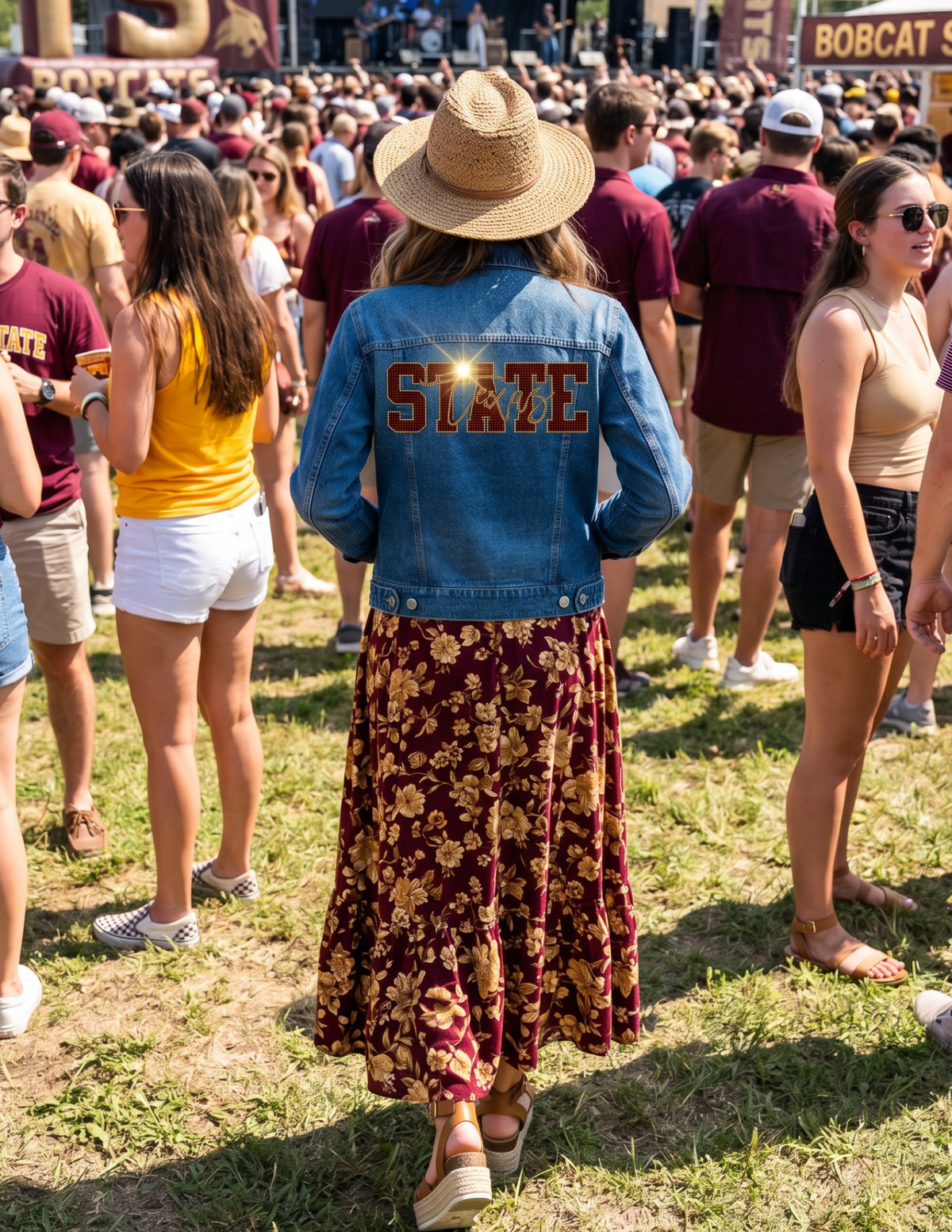 Texas State Script Blue Denim Jacket