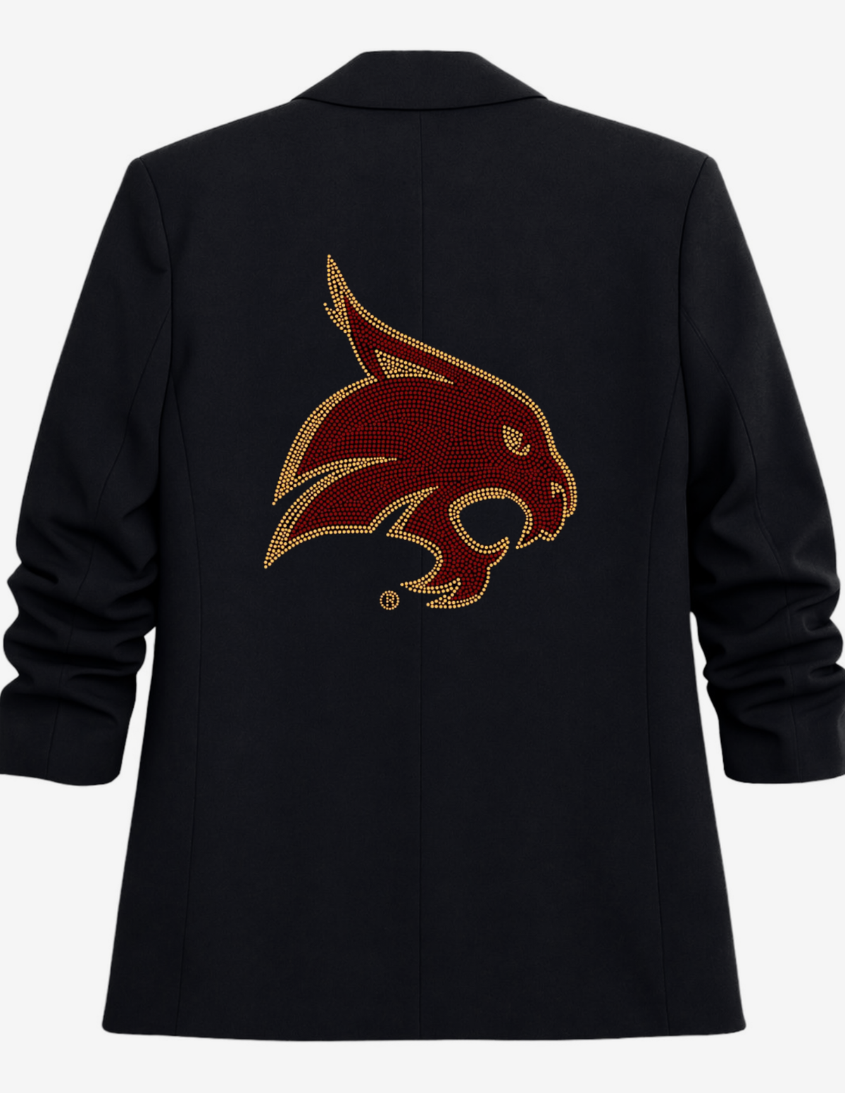 Texas State Bobcat Head Ruched Sleeve Black Blazer