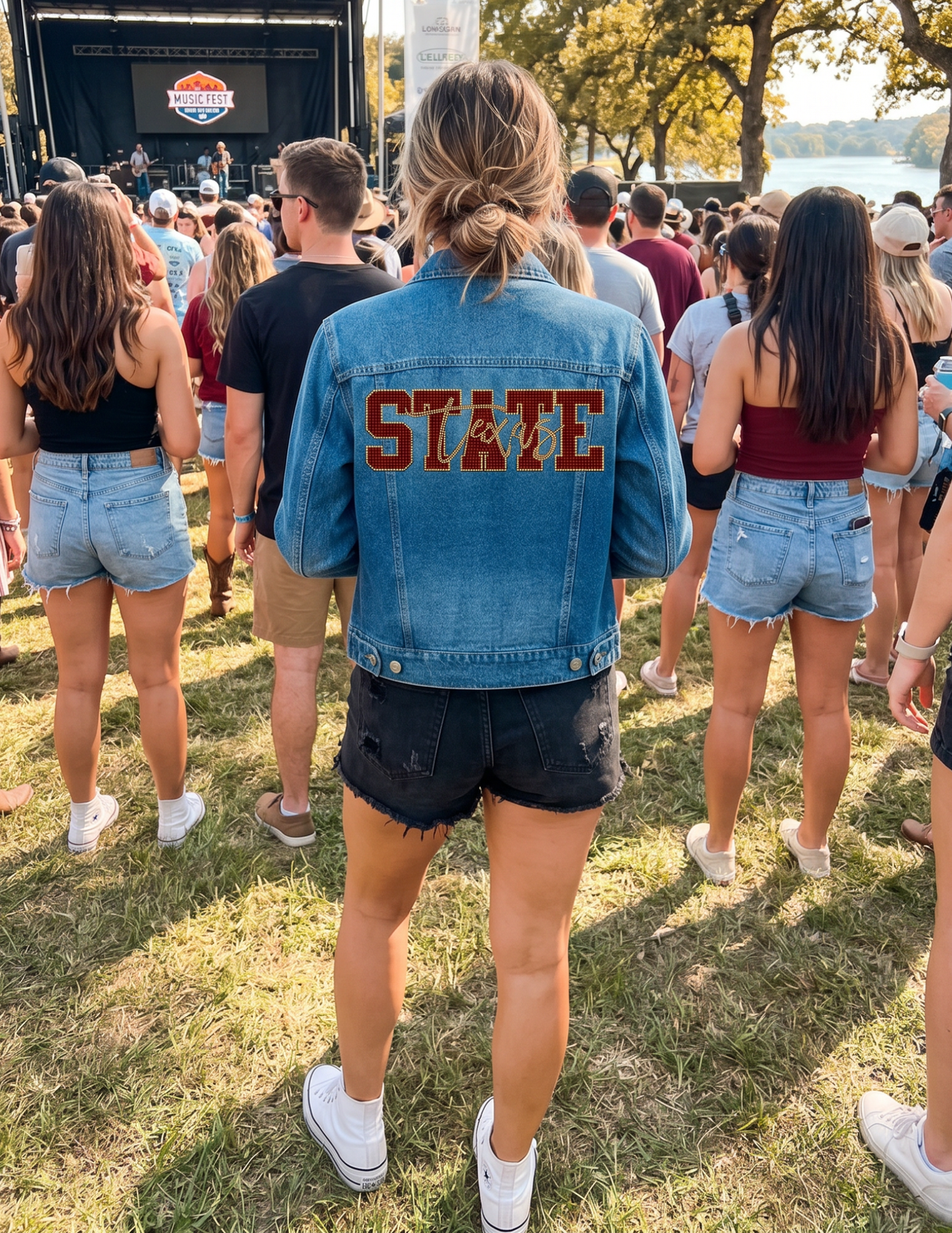 Texas State Script Blue Denim Jacket