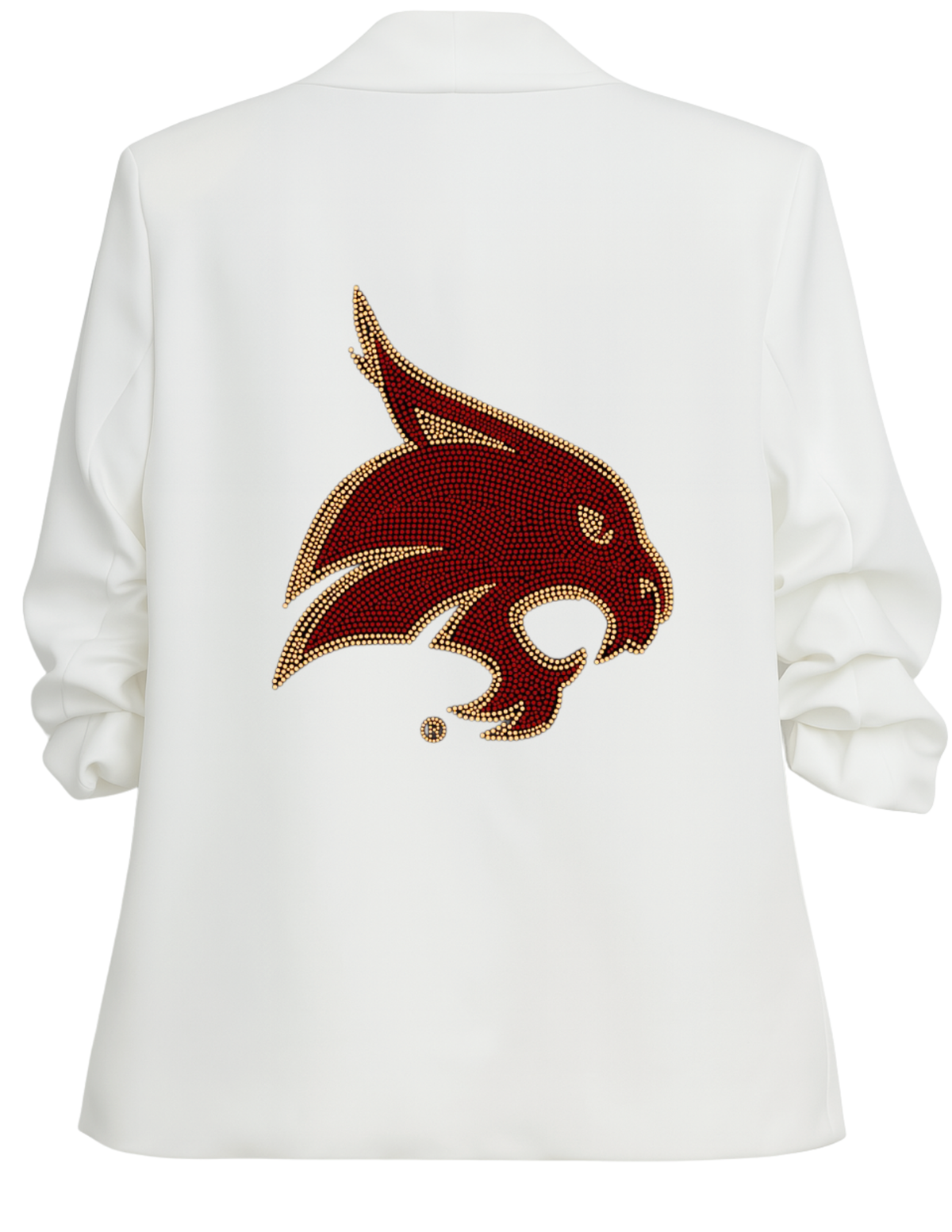 Texas State Bobcat White Ruched Sleeve Blazer