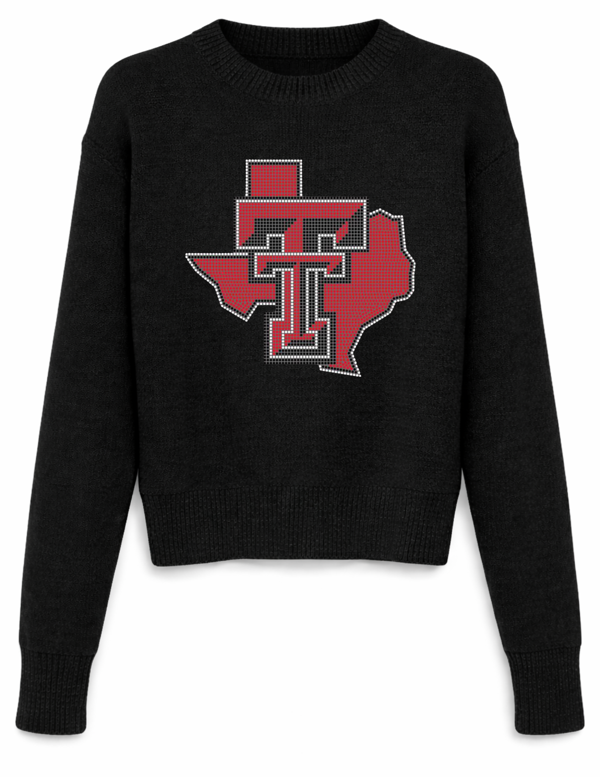 Texas Tech Double T Map Black Crewneck Sweater