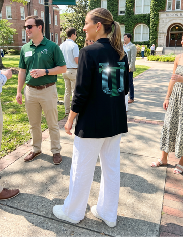 Tulane University Vintage TU Black Ruched Sleeve Blazer