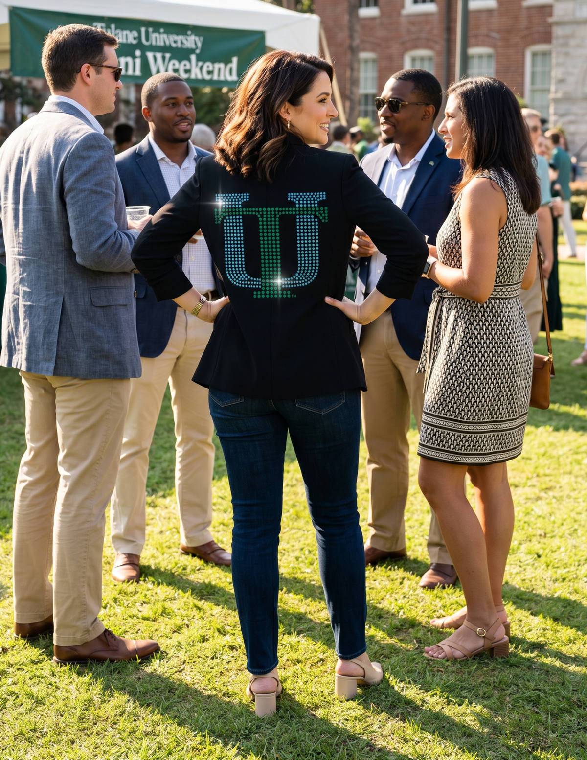 Tulane University Vintage TU Black Ruched Sleeve Blazer