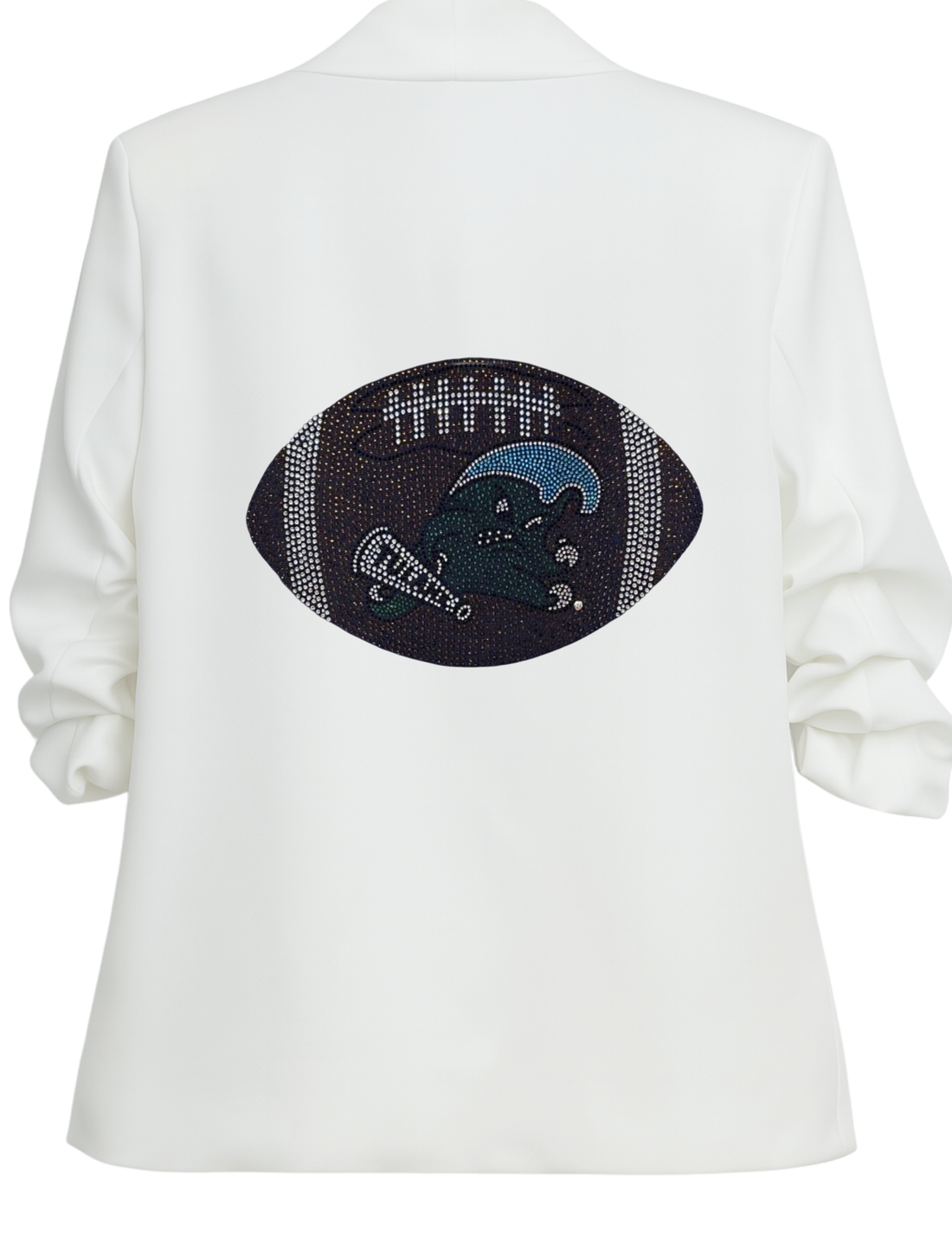 Tulane Football White Ruched Sleeve Blazer