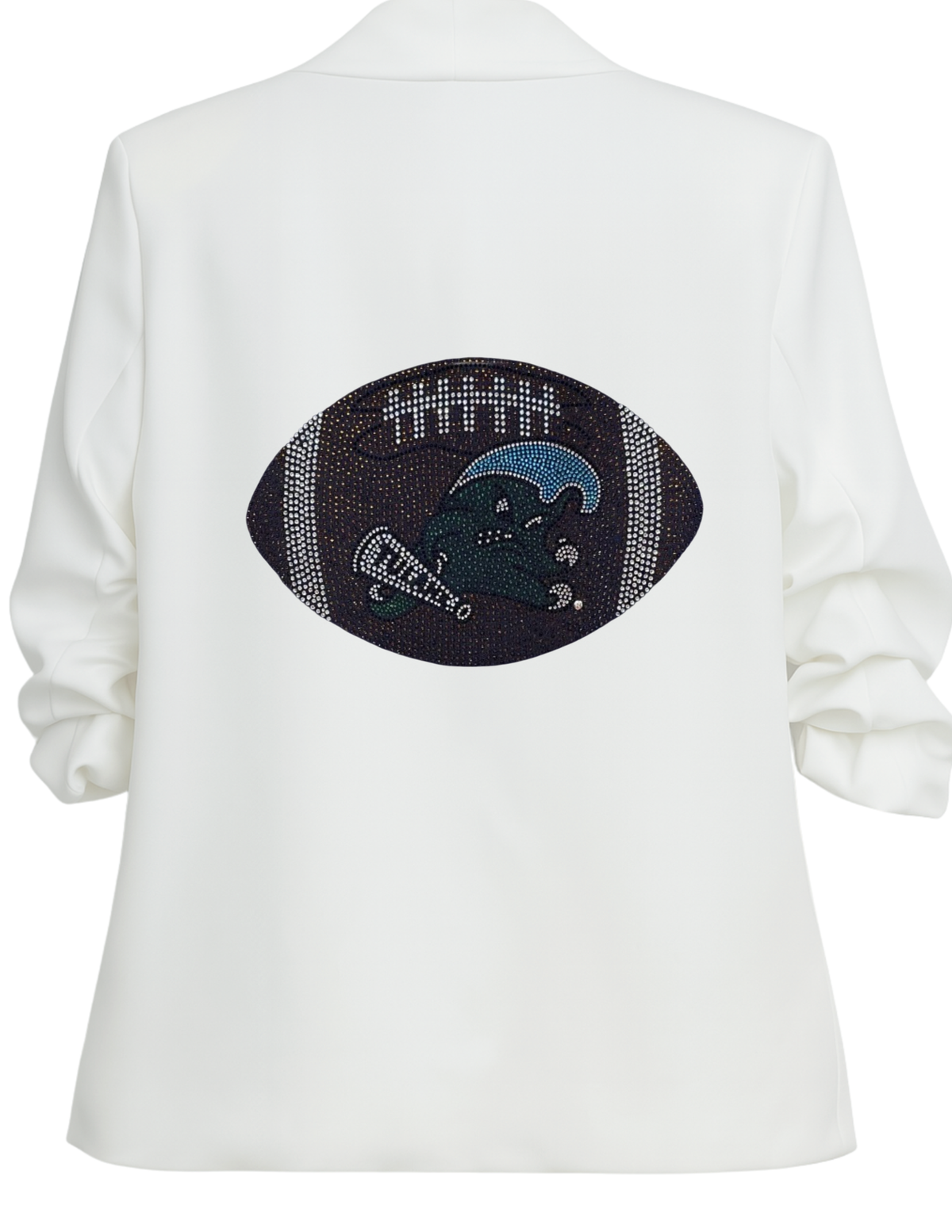 Tulane Football White Ruched Sleeve Blazer