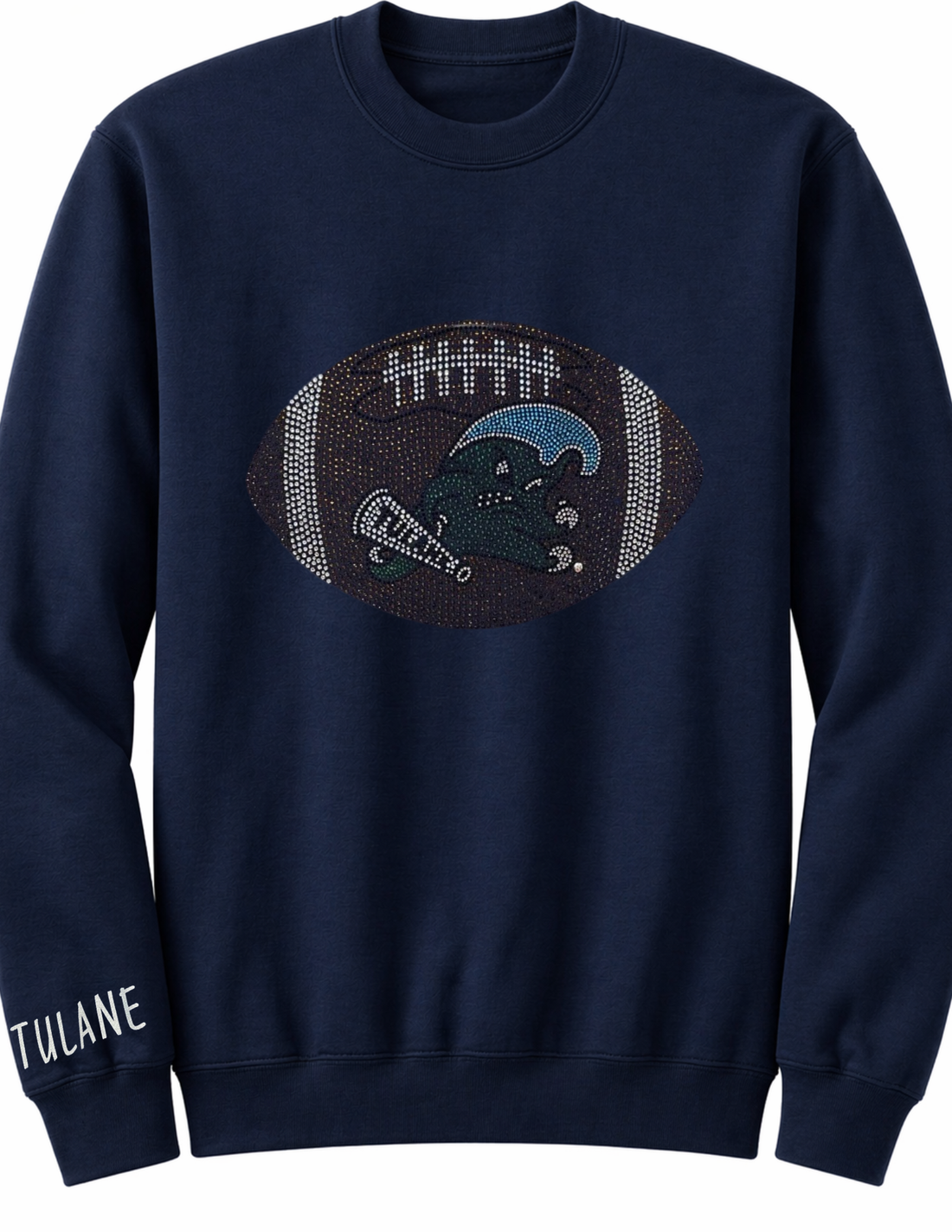 Tulane Football Navy Crewneck Sweatshirt