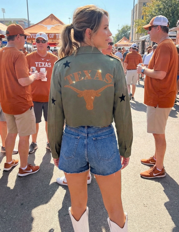 University of Texas-Austin Longhorn Army Green Shacket