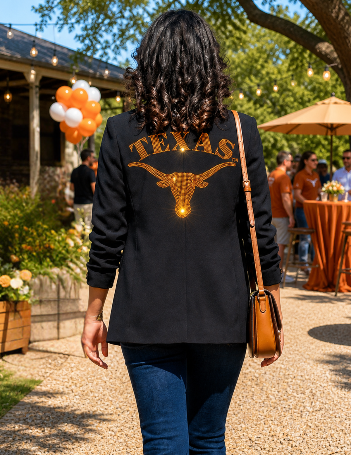 University of Texas-Austin Longhorn Black Ruched Sleeve Blazer