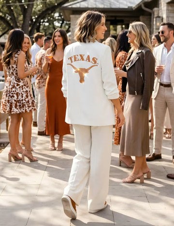 University of Texas-Austin Longhorn White Ruched Sleeve Blazer