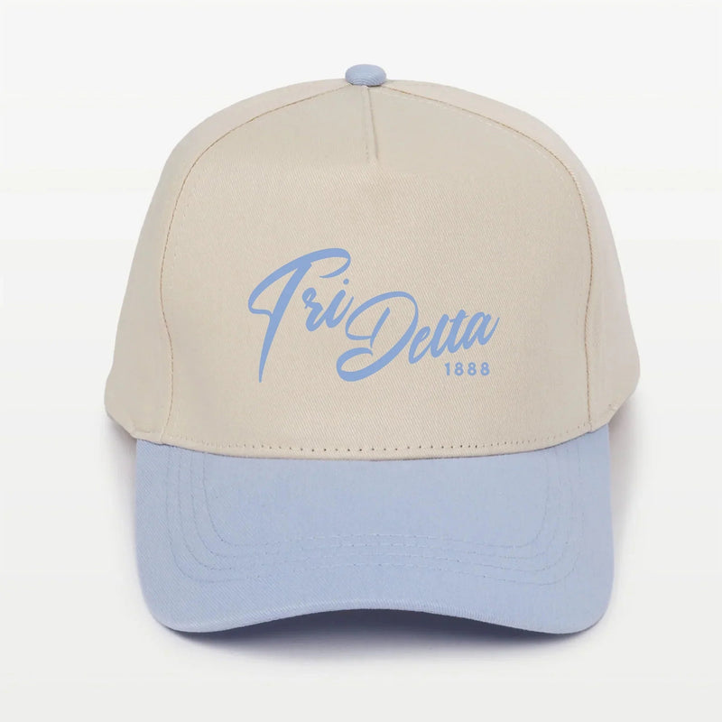Tri Delta Embroidered Two-Tone Baseball Cap | Hat - Script 1888