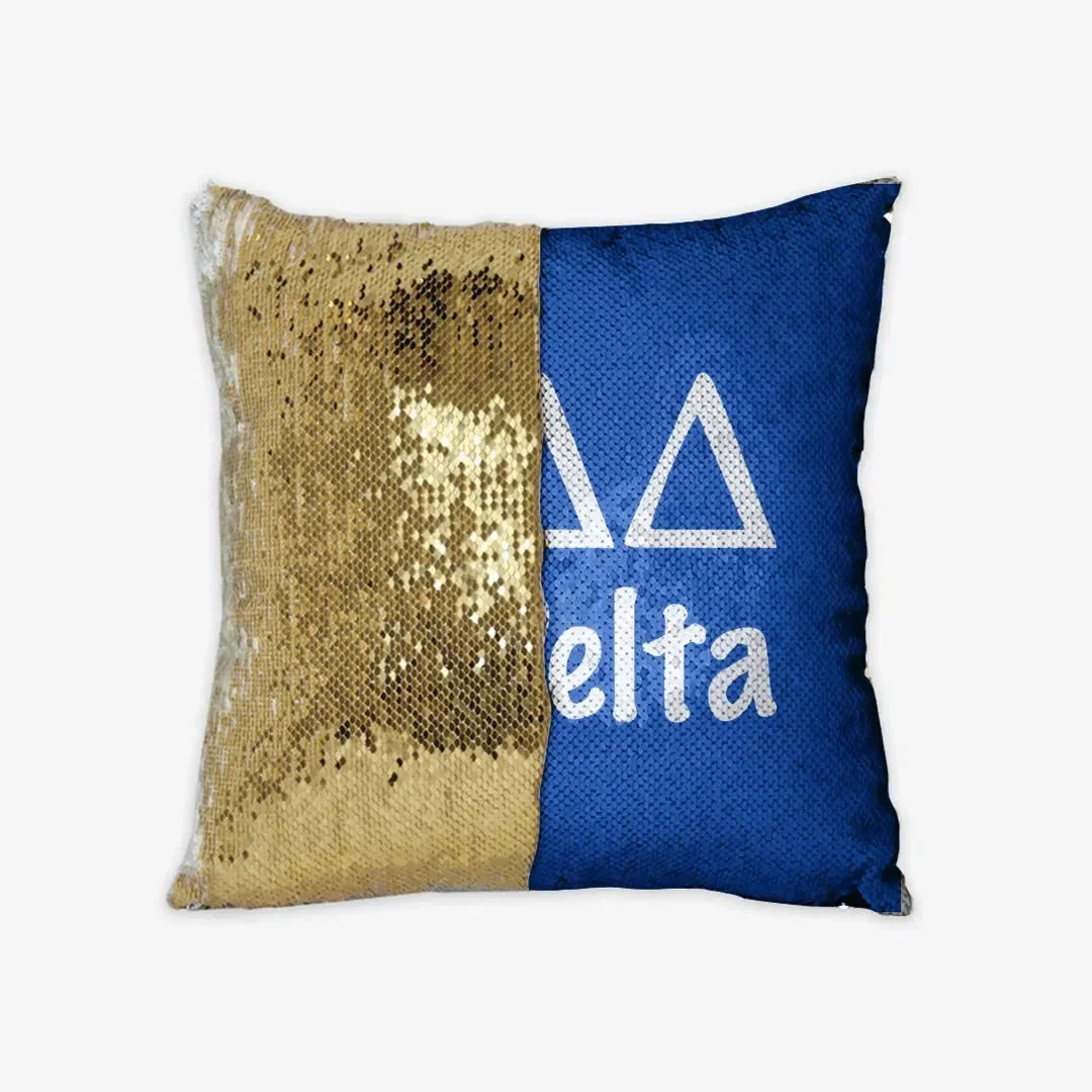 Tri Delta Sequin Throw Pillow Cover - Blue