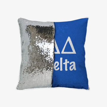 Tri Delta Sequin Throw Pillow Cover - Blue