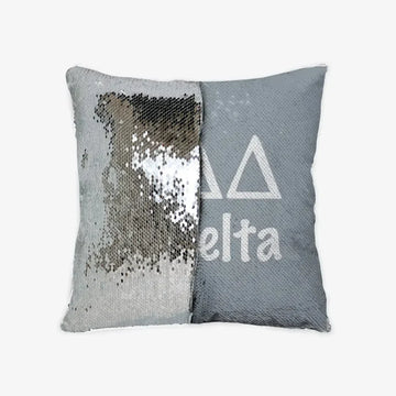 Tri Delta Sequin Throw Pillow Cover - Silver