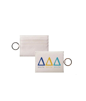 Tri Delta Vegan Saffiano Leather Keychain Card Holder - Modern Greek Letters