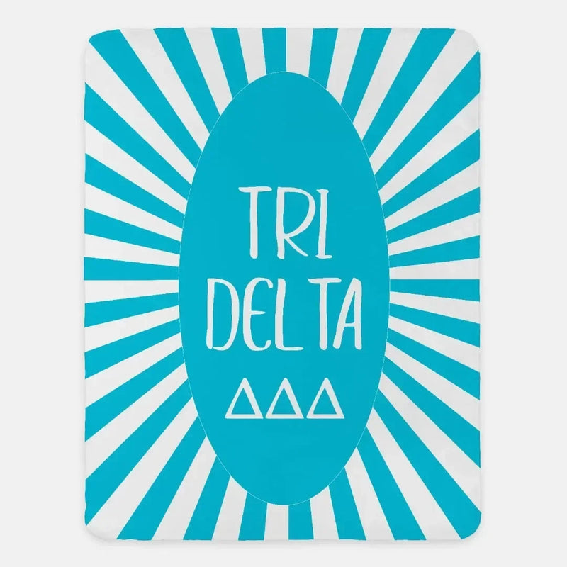 Tri Delta XL 60x80 Sherpa Blanket - Bright Blue Starburst