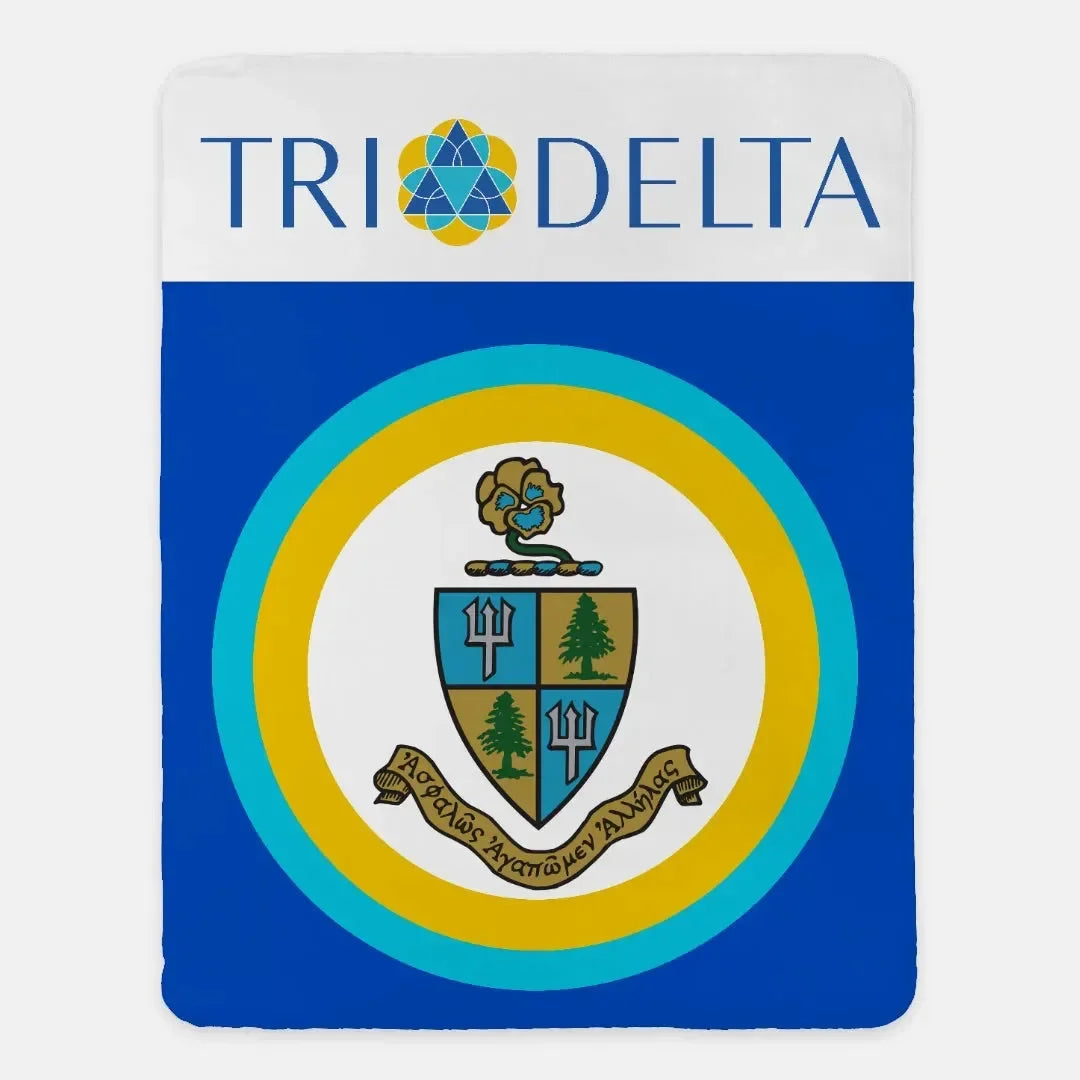Tri Delta XL 60x80 Sherpa Blanket - Wide Band Coat of Arms