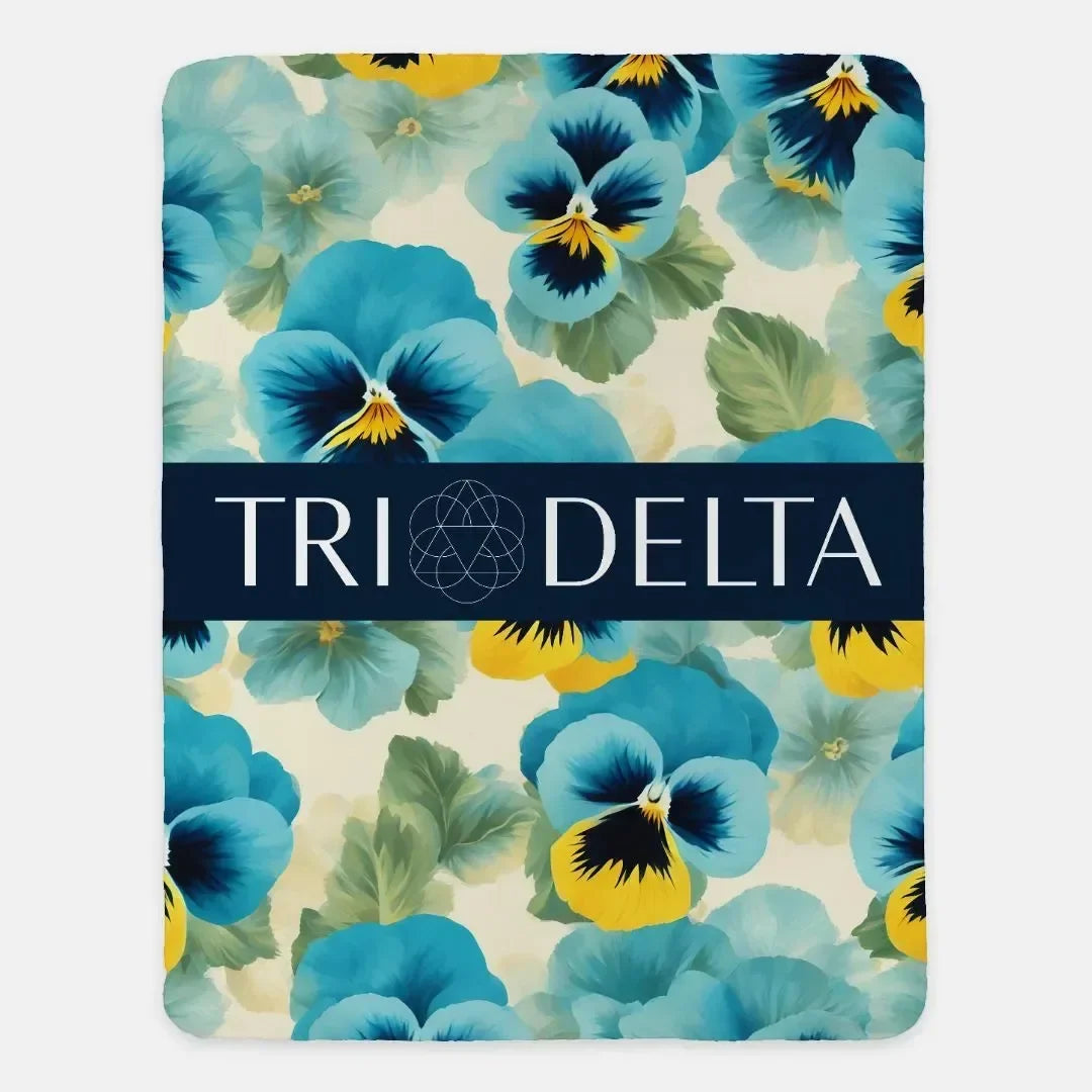 Tri Delta XL 60x80 Sherpa Throw Blanket - Pansies