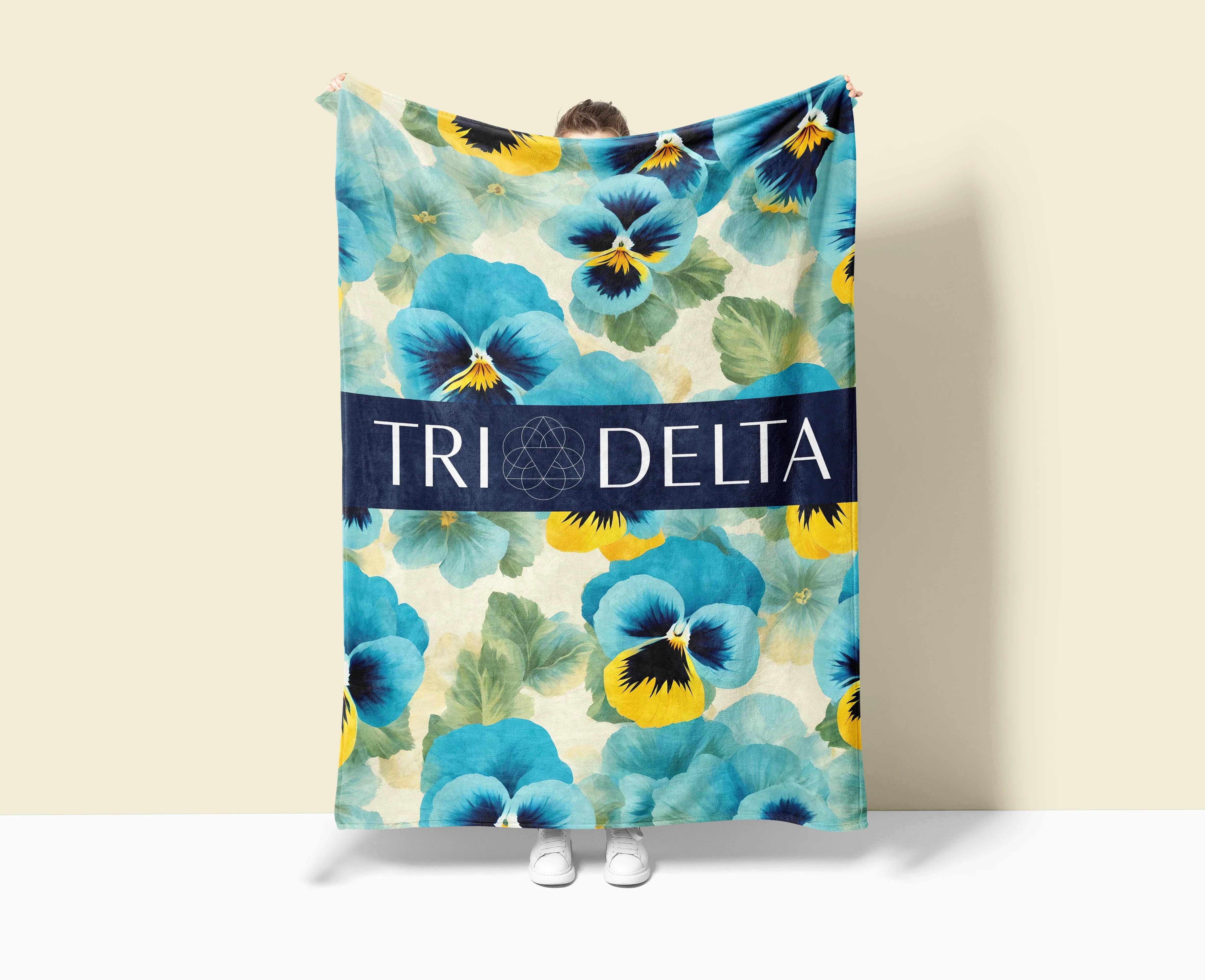 Tri Delta XL 60x80 Sherpa Throw Blanket - Pansies