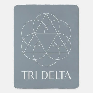 Tri Delta XL 60x80 Traditional Sherpa Blanket - Silver