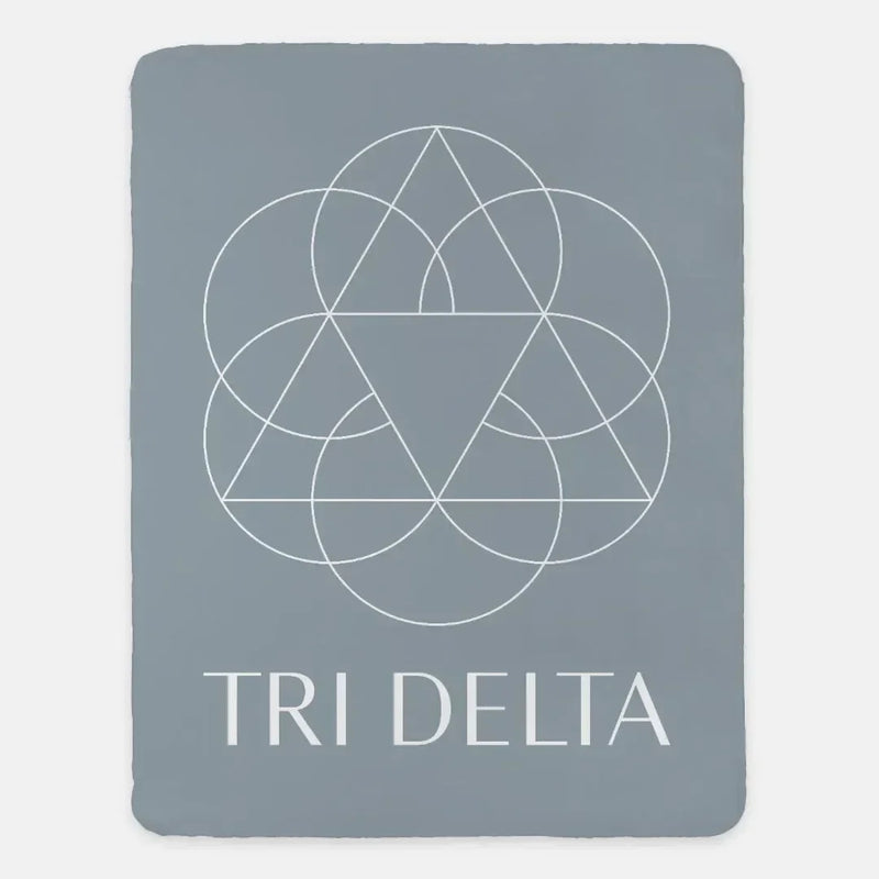 Tri Delta XL 60x80 Traditional Sherpa Blanket - Silver