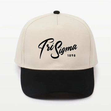 Tri Sigma Embroidered Two-Tone Baseball Cap | Hat - Script 1898
