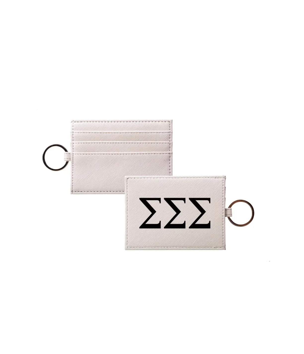 Tri Sigma Vegan Saffiano Leather Keychain Card Holder - Greek Letters