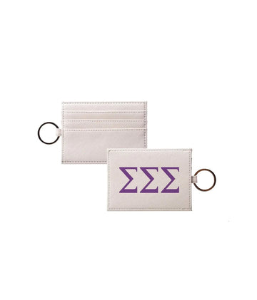Tri Sigma Vegan Saffiano Leather Keychain Card Holder - Greek Letters