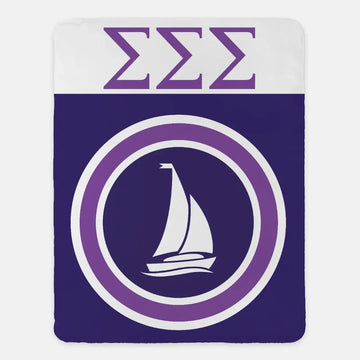 Tri Sigma XL 60x80 Sherpa Blanket - Bullseye Sailboat