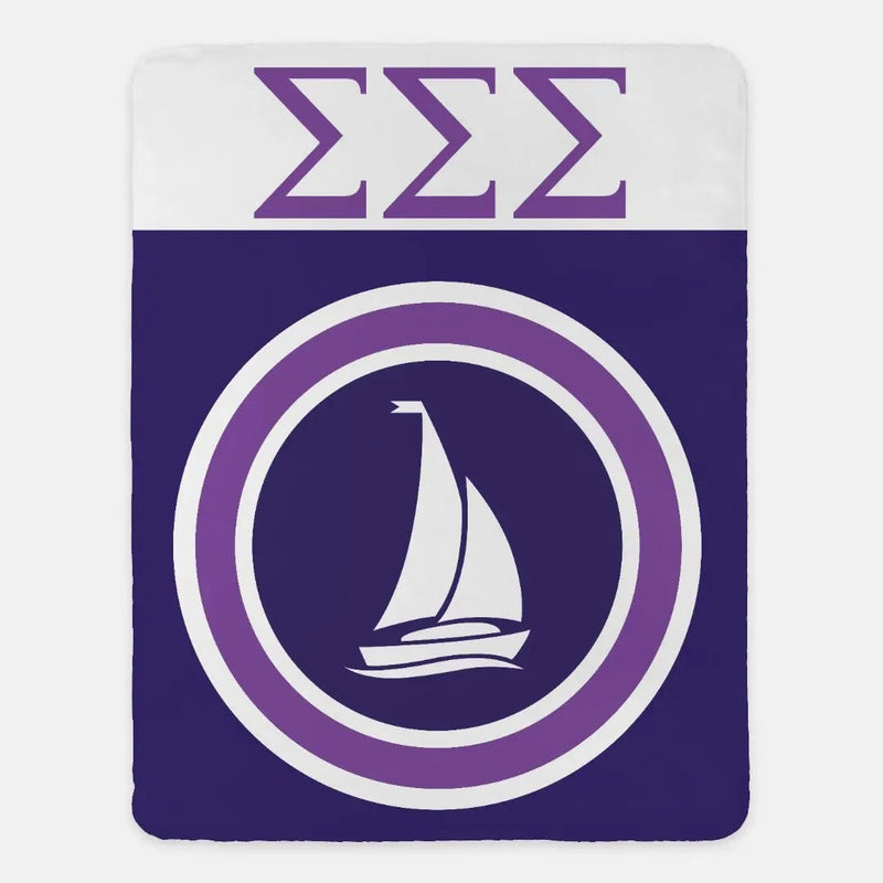 Tri Sigma XL 60x80 Sherpa Blanket - Bullseye Sailboat