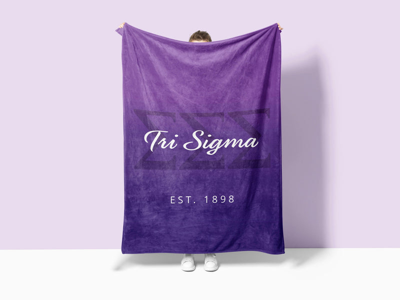 Tri Sigma XL 60x80 Sherpa Blanket Dual Purple Gradient