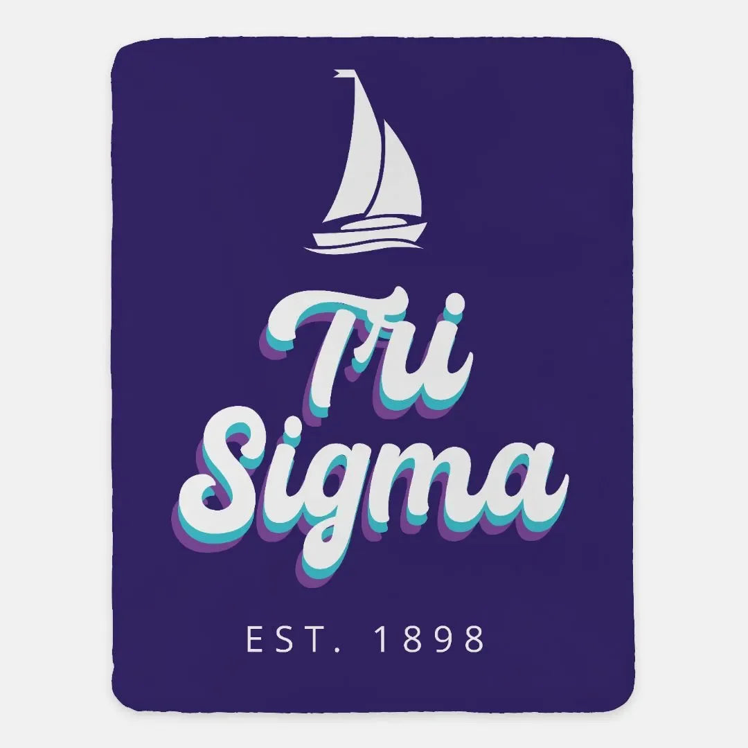 Tri Sigma XL 60x80 Sherpa Blanket Retro