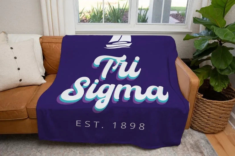 Tri Sigma XL 60x80 Sherpa Blanket Retro
