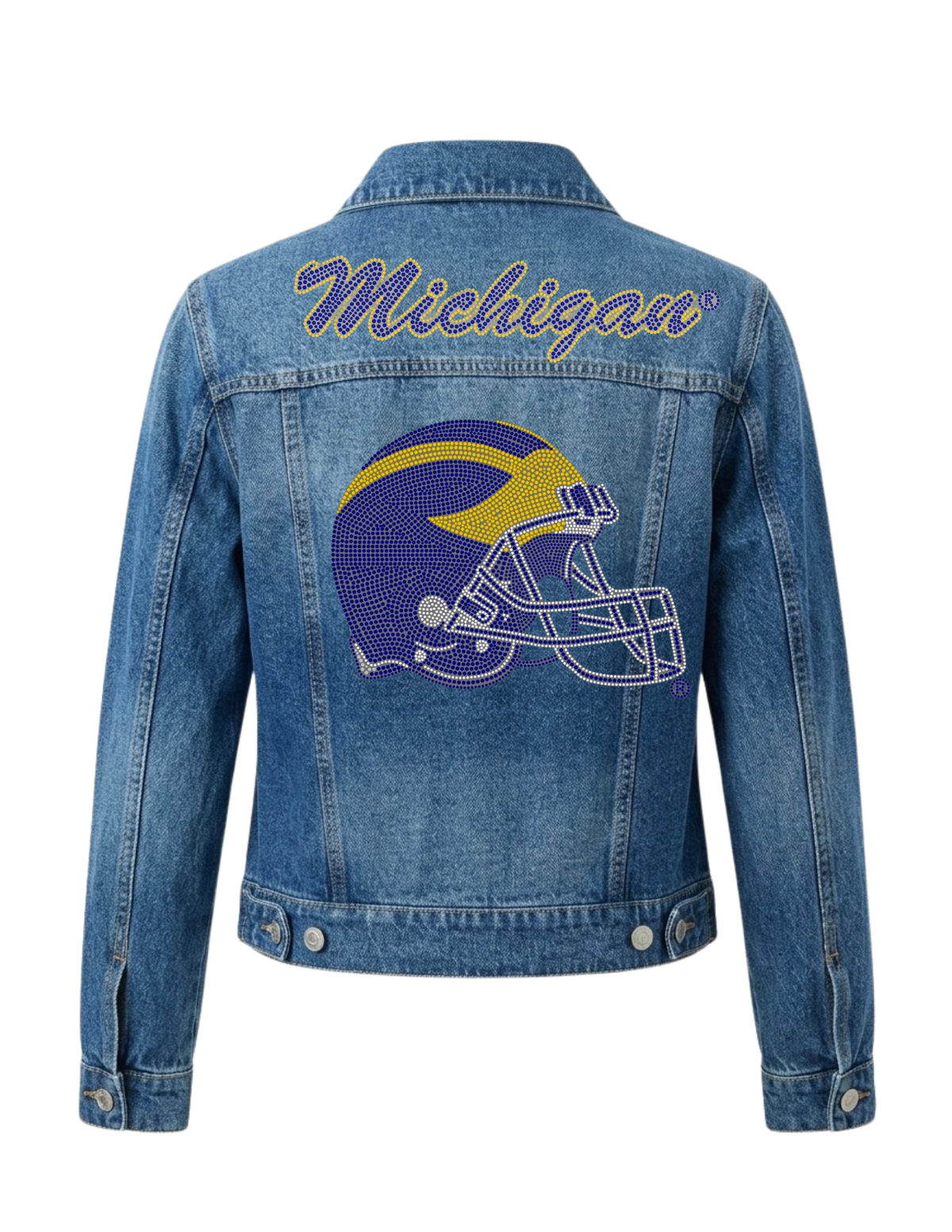 University Of Michigan Script & Helmet Blue Denim Jacket