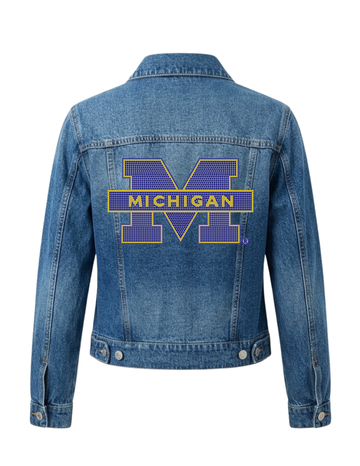 University Of Michigan Block M Blue Denim Jacket
