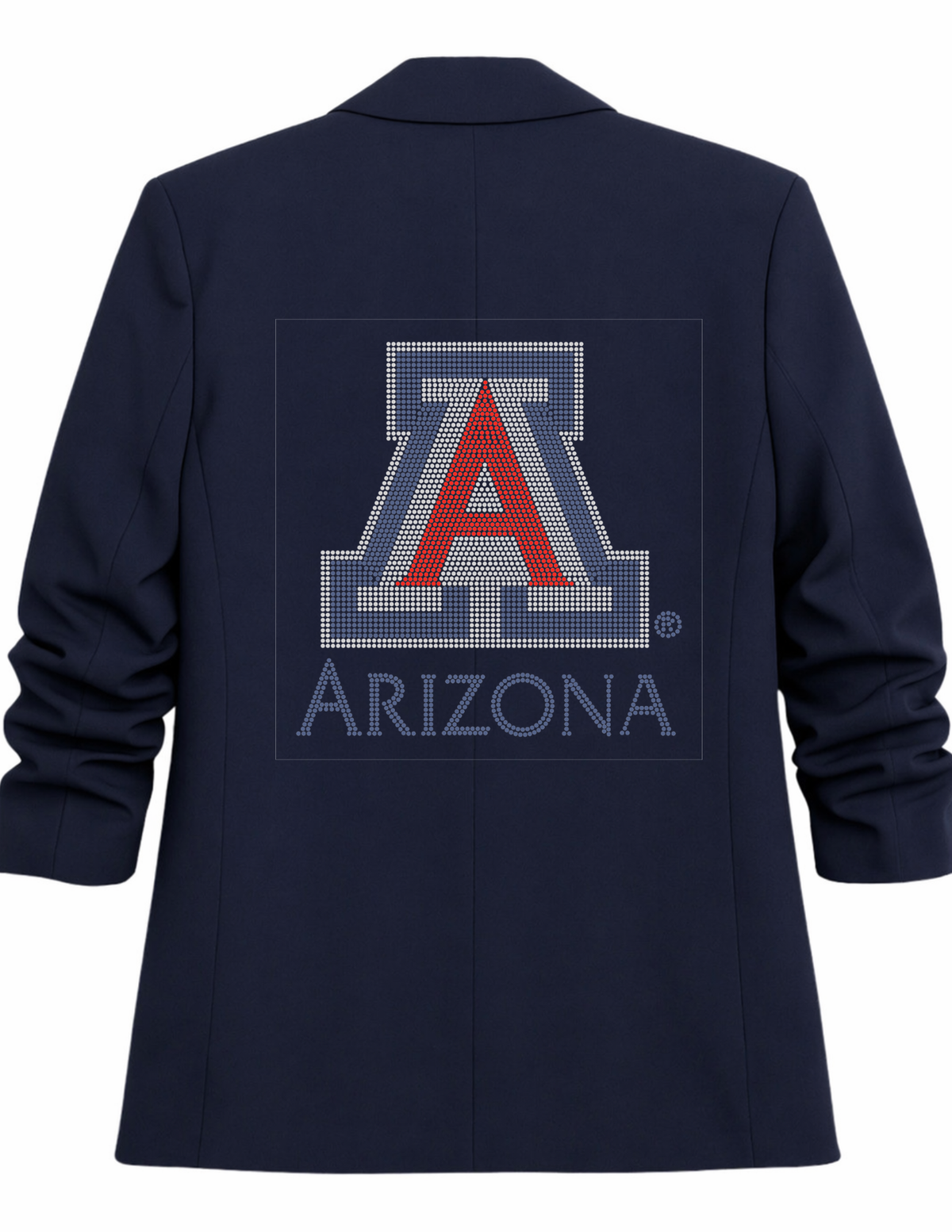 University of Arizona Block A Arizona Navy Ruched Sleeve Blazer