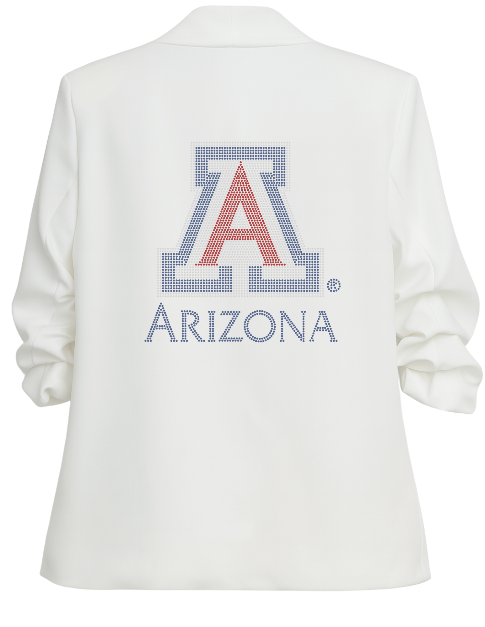 University of Arizona Block A White Ruched Blazer