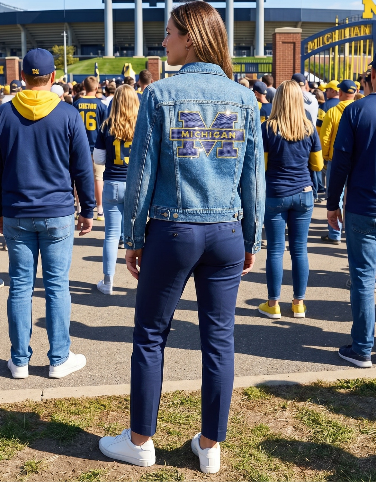University Of Michigan Block M Blue Denim Jacket