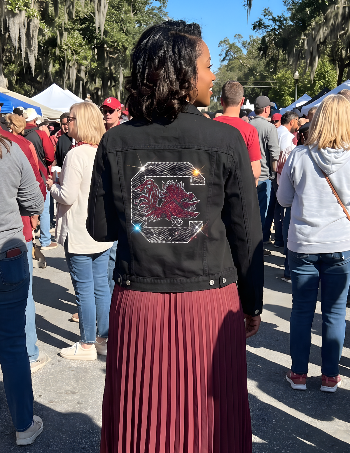 University of South Carolina Gamecock C Black Denim Jacket