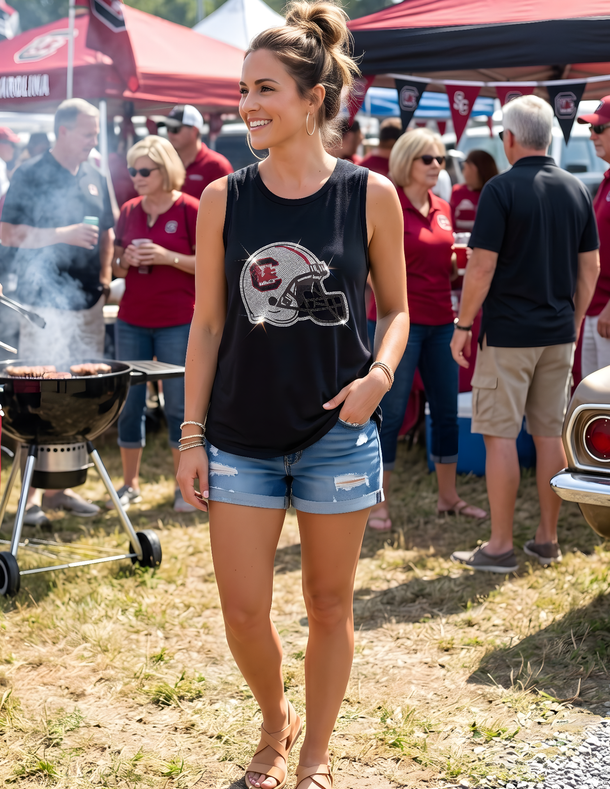 University of South Carolina Helmet Black Tank Top