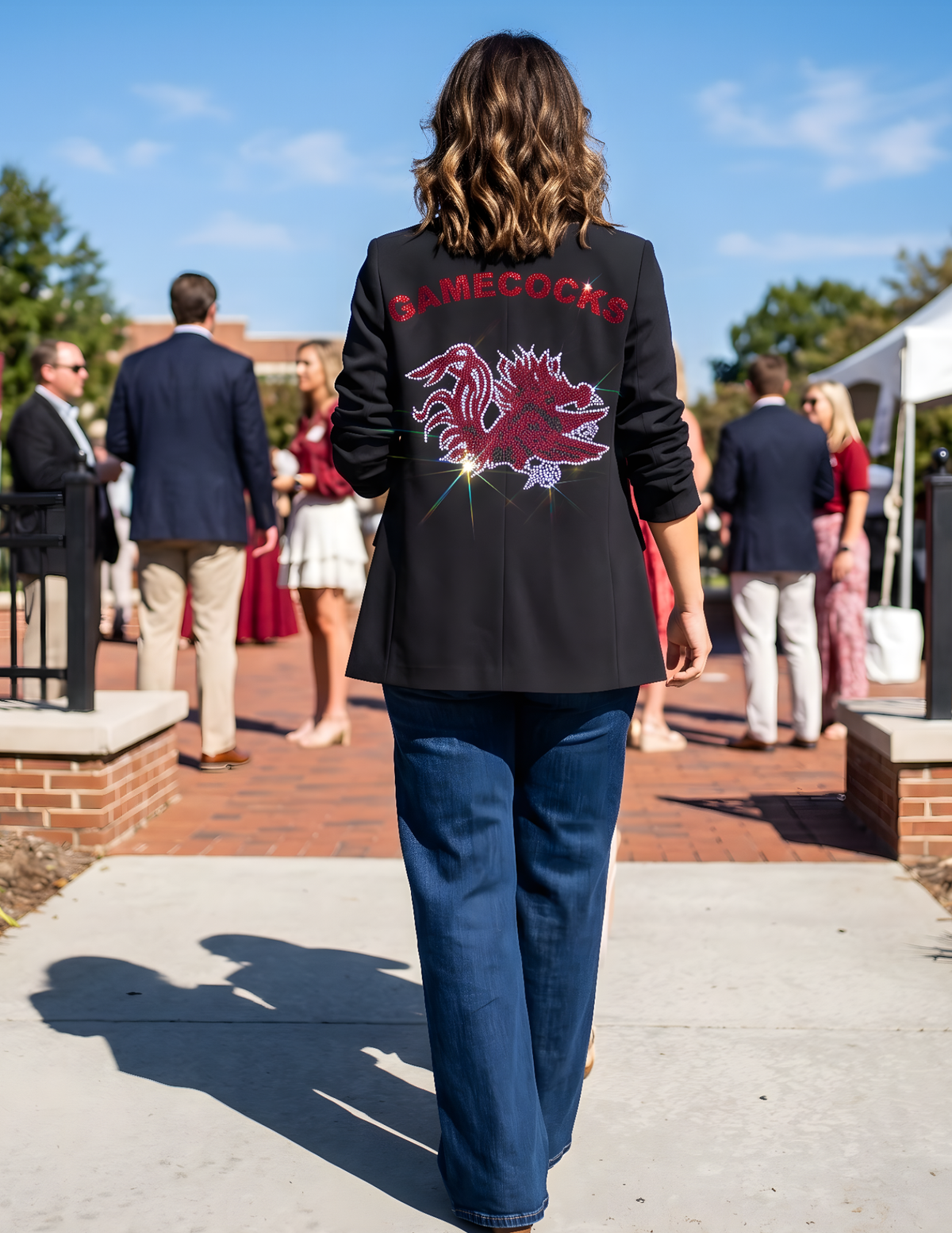 University of South Carolina Gamecock Black Ruched Sleeve Blazer