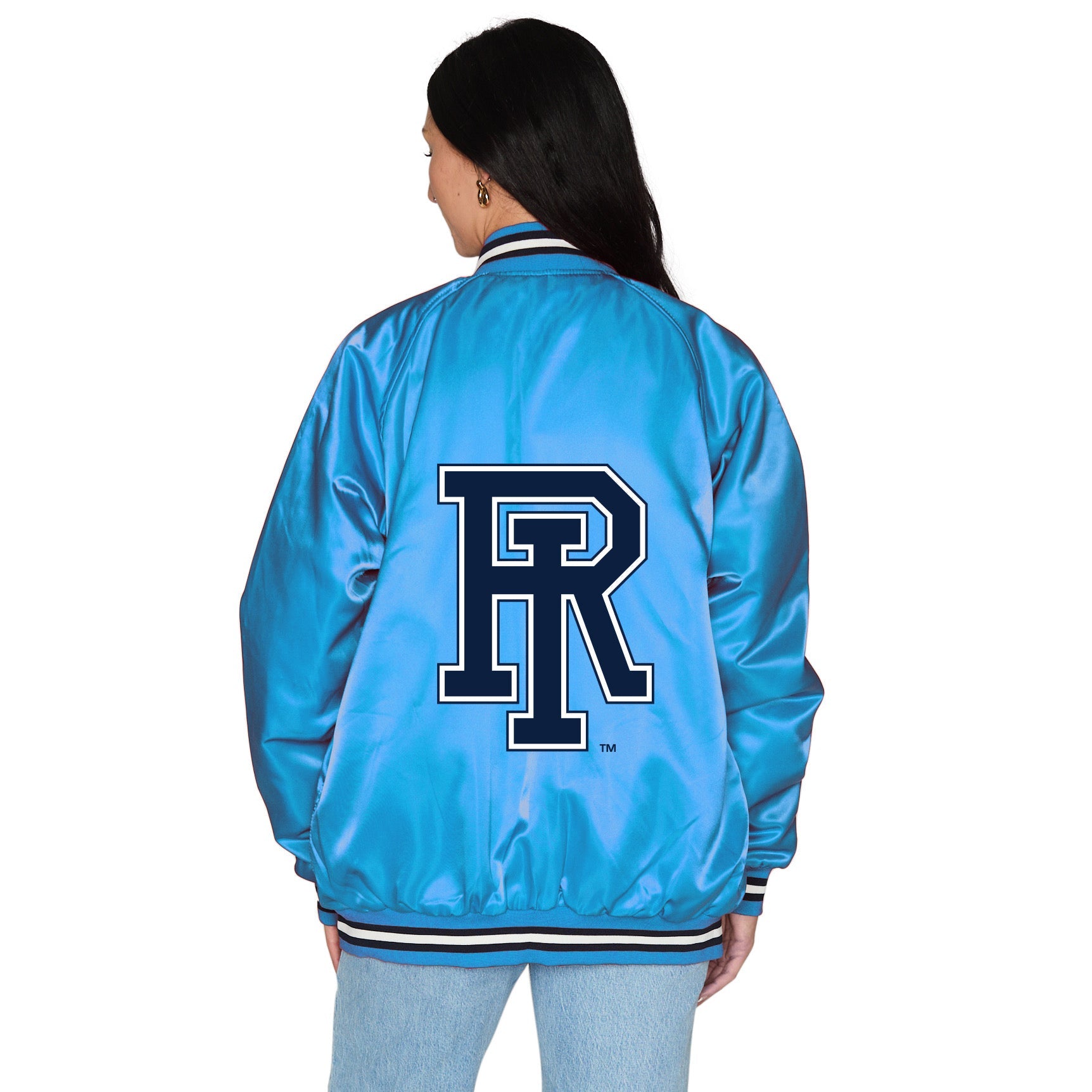 Rhode Island Rams Satin Letterman Bomber Jacket