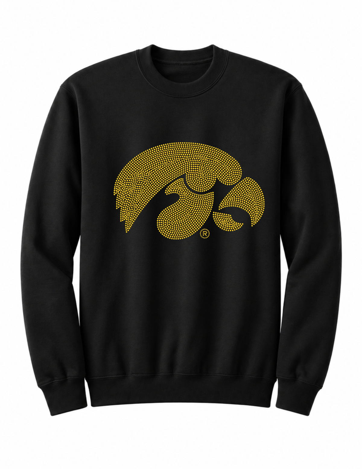 University of Iowa Gold Tiger Hawk Black Crewneck Sweatshirt