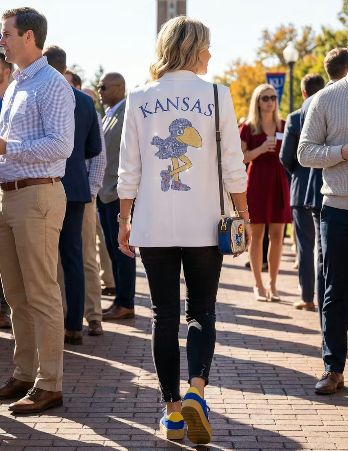University of Kansas Vintage Jayhawk White Ruched Blazer