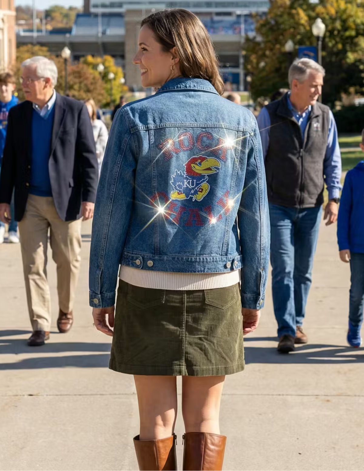 University of Kansas Jayhawk Rock Chalk Blue Denim Jacket