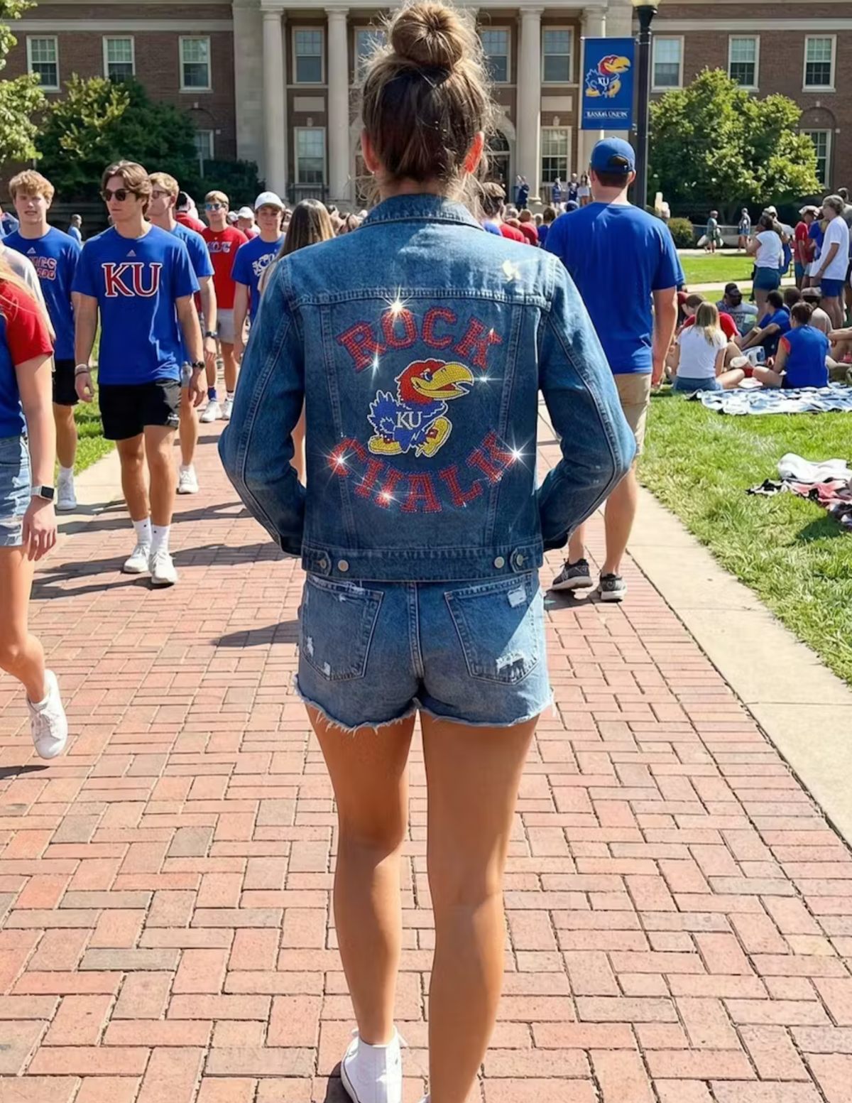 University of Kansas Jayhawk Rock Chalk Blue Denim Jacket