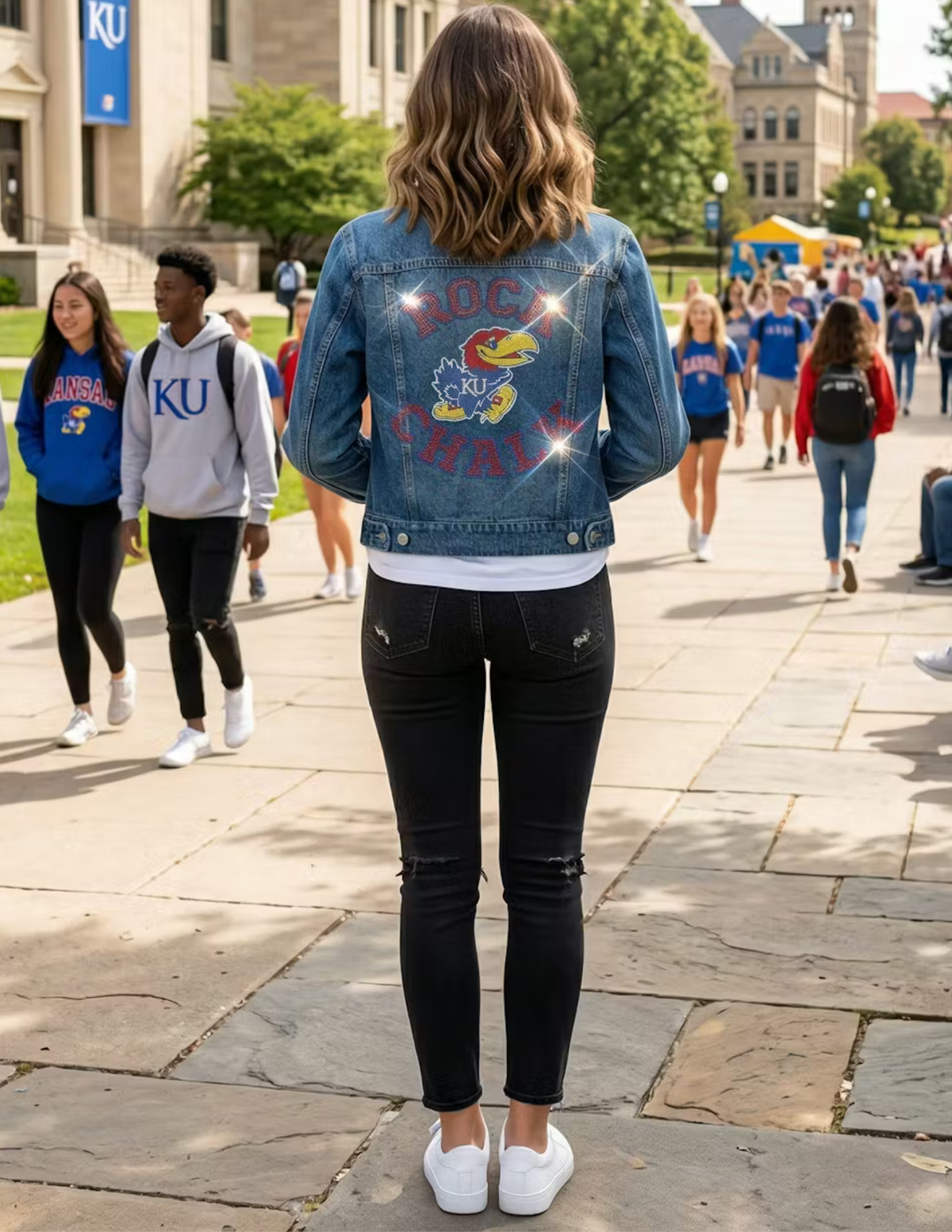 University of Kansas Jayhawk Rock Chalk Blue Denim Jacket