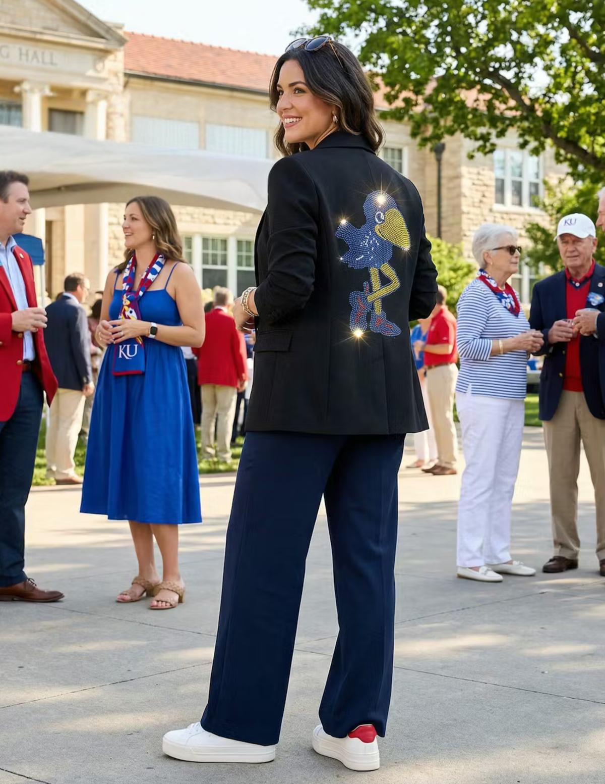 University of Kansas Vintage Jayhawk Black Ruched Blazer